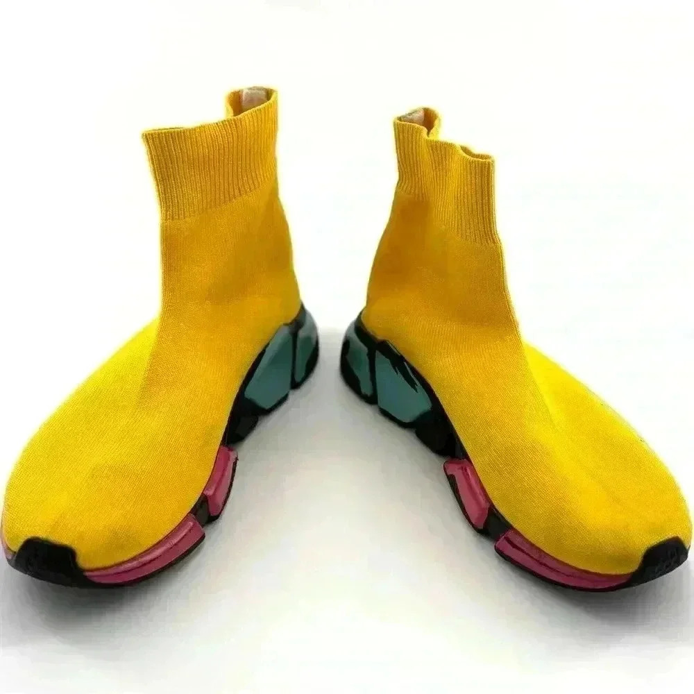 Balenciaga Speed High-Top Yellow Sneakers in size 36EU /6 US women's- pre-loved - Picture 3 of 17